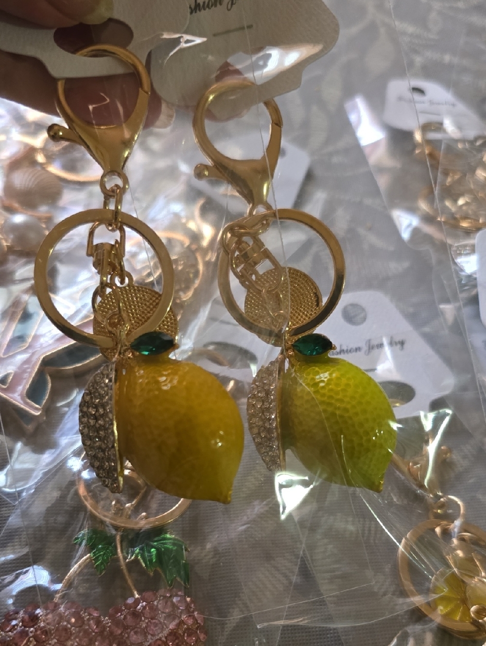 Fashion Jewelry Gold-Tone Crystal Charm Keychain with Multicolor Gem Accents - Picture 10 of 16